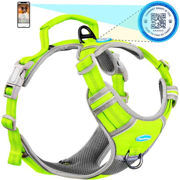 ThinkPet No Pull Harness Breathable Sport Harness with Handle-Dog Harnesses Reflective Adjustable for Medium Large Dogs,Back/Front Clip for Easy Control