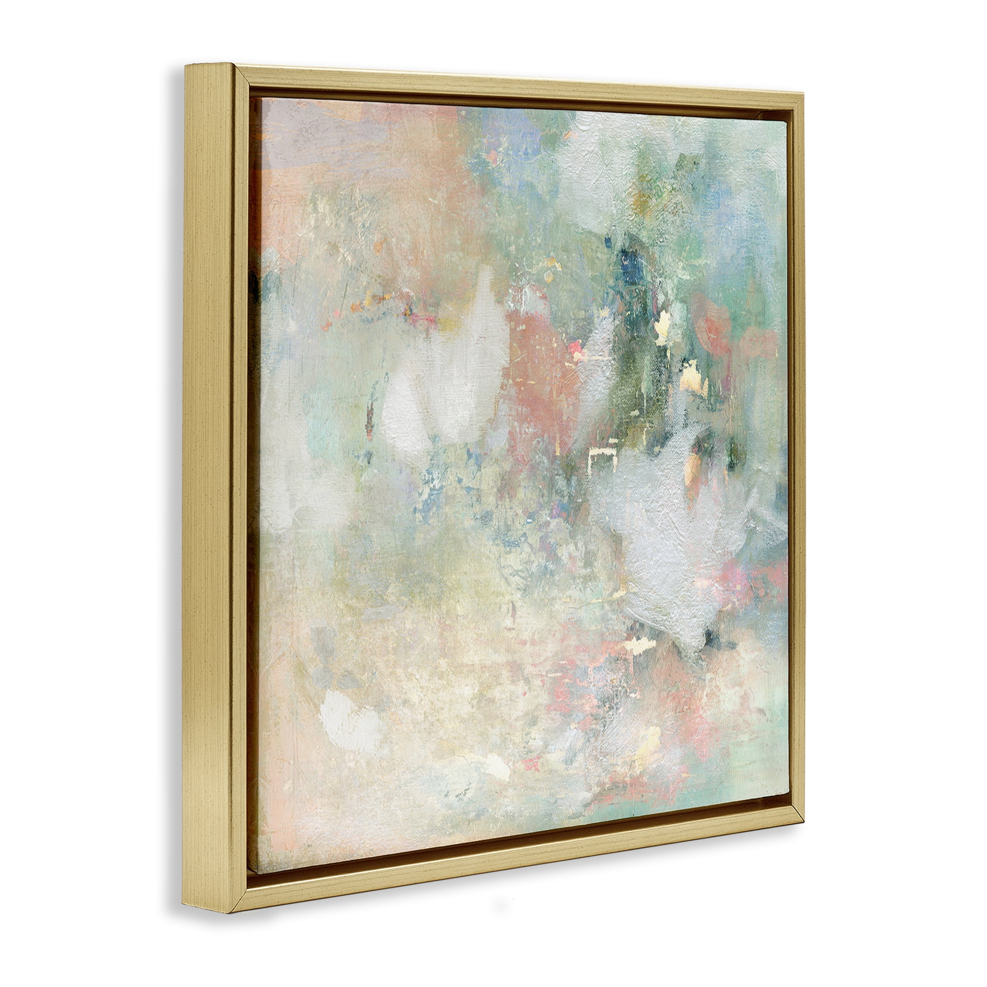 Stupell Industries Serene Pastel Brushstroke Harmony Gold Framed Floater Canvas Wall Art, design by Carol Robinson