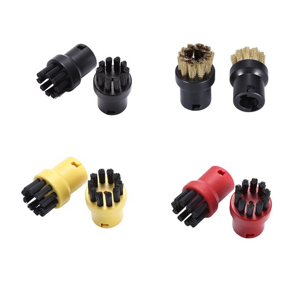 Cepillo redondo para limpiador a vapor Karcher, juego de 8, amarillo, rojo, negro, latón,