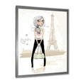thumbnail image 2 of Designart 'Cute Girl By The Tour Paris Eiffel Tower' Children's Art Framed Art Print, 2 of 4
