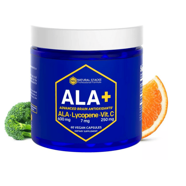 Natural Stacks ALA + (ALA (600 Mg) | Lycopene (7 Mg) | Vitamin C (250 Mg)) | 60 Vegan Capsules | 30 Servings