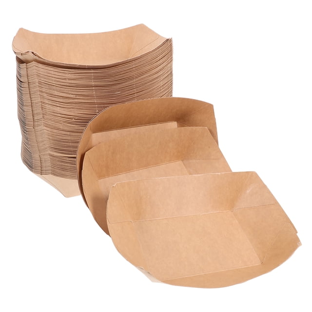 125 Uds. Soporte para perritos calientes, papel Kraft, barcos de comida, bandejas de comida, caja de papel para aperitivos fritos