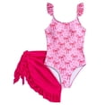 thumbnail image 4 of Linfrsh Girls Swimsuit 2 Piece Criss Cross Tankini Sets Ruffle Bathing Suit with Adjustable Strap Girls' Swimwear 6-14Y(Hot Pink,7-8 Years), 4 of 8