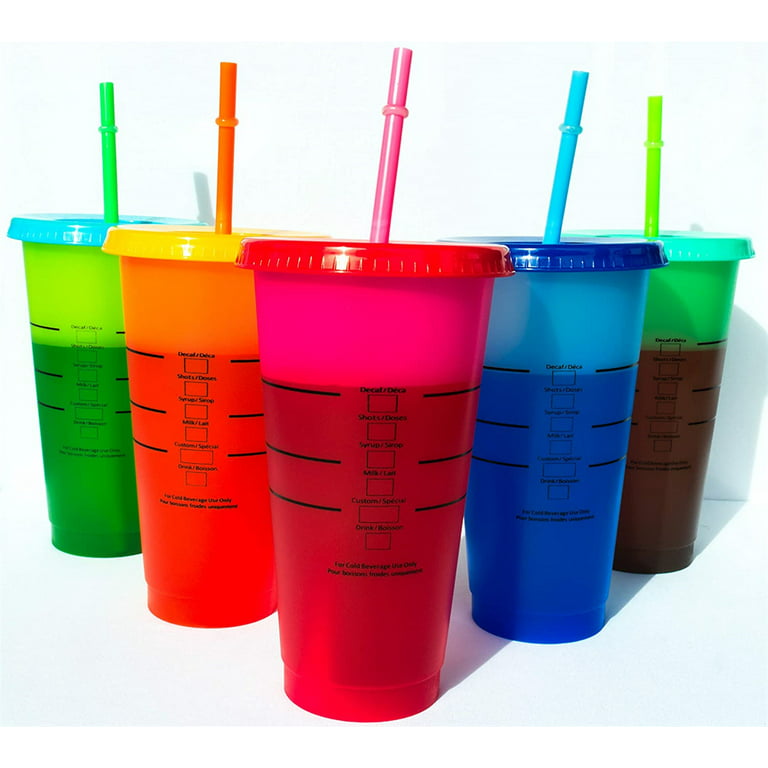 Kids Cups with Lids Tumbler with Straw Water Bottle Iced Coffee Travel  Plastic Mug for Parties Birthdays 16 oz (Fresh Colors, 15)