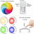 thumbnail image 5 of Puck Lights with Remote Control, Battery Operated LED Push Light Wireless, 13 Color RGB - for Closet, Bedroom Wall, Under Cabinet, Battery Powered Puck Lights. Convenient 3M Stick On, 6 Pack, 5 of 10