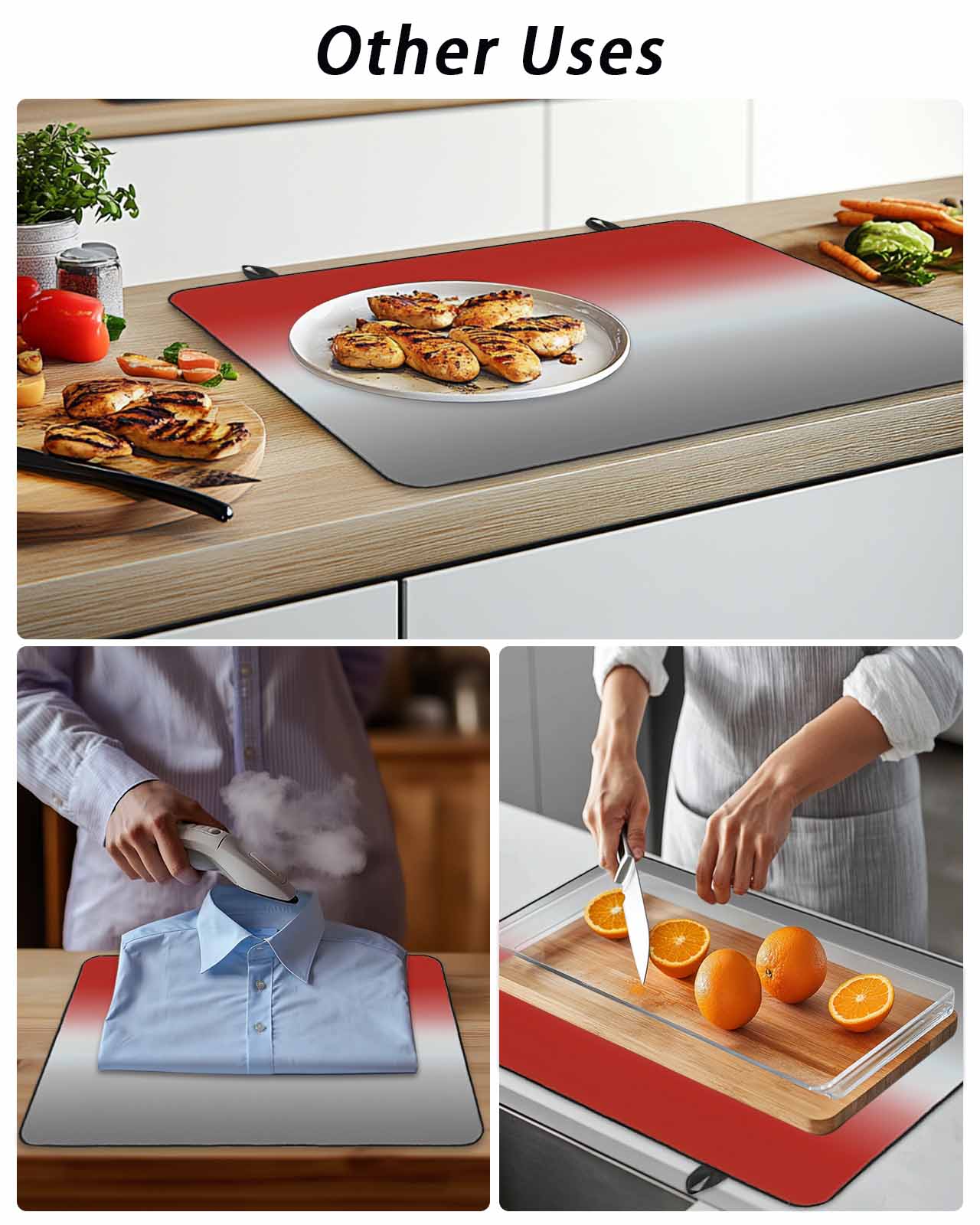 Stove Top Covers for Electric Stove, Red Gray Ombre Glass Stovetop Cover Protector, Modern Gradient Abstract Art Induction Cooktop Protector Oven Mat for Kitchen Countertop 24"x21"