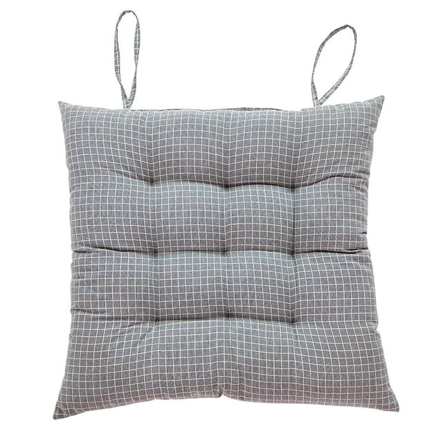 Nvzi Cojines para asiento de silla de comedor con lazos, cuadrados, antideslizantes, gruesos, gris oscuro, 16 x 16 pulgadas