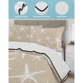 thumbnail image 4 of Quilts Queen Size Bedding Set, Coastal Starfish Lightweight Quilted Comforter, Summer Ocean Waves Ombre Sea Beige Soft Reversible Bedspread Coverlet with Pillow Covers for All Season, 90" x 96", 4 of 7