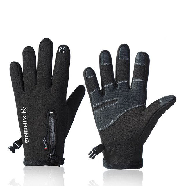 1 Pair Motorbike Bicycle Riding Outdoor Winter Gloves Waterproof Moto Thermal Fleece Lined Resistant Touch Screen Non-SlipBlack1S He Qiyong unisex