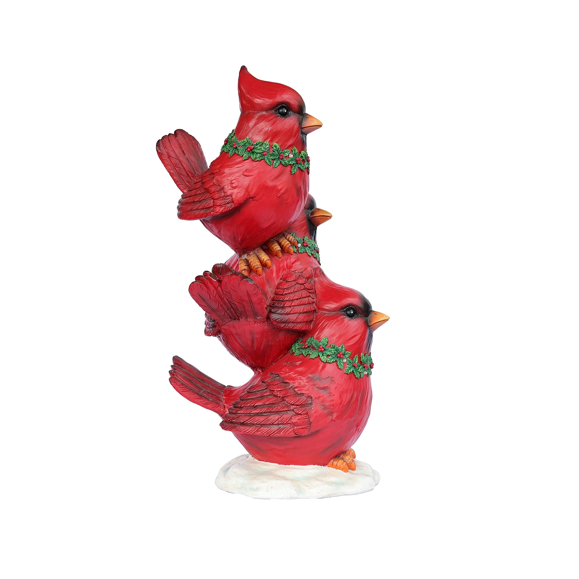 Hi-Line Gift Ltd 85187-E Stacking Cardinals Christmas Decor with LED Lights Battery Operated Indoor Use Only