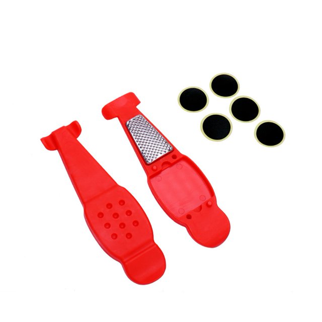 Kit de herramientas de mantenimiento de reparación de neumáticos de bicicleta de carretera de montaña 3 en 1, accesorios para bicicletas (rojo)