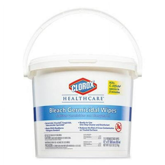 Clorox Bleach Germicidal Wipes, 12 x 12, Unscented, 110/Canister, 2/Carton (30358CT)