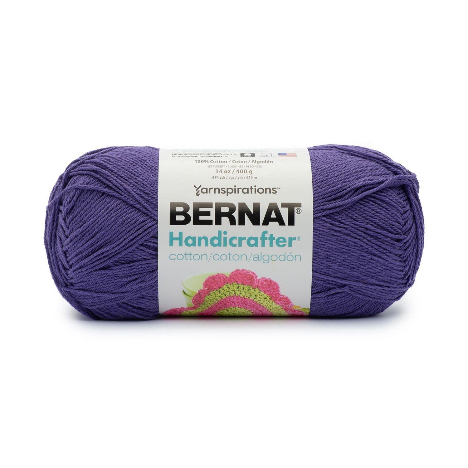 Bernat Handicrafter Cotton Yarn, Grape, 14oz(400g), Medium, Cotton