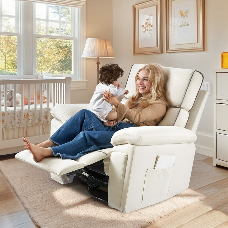 Merluxy Modern Swivel Rocking Glider Recliner Chair for Adults