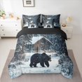 thumbnail image 2 of Castle Fairy Wildlife Bear Twin Bedding Sets 7-Piece for Kids Teenagers Adults,Winter Snowflakes Cabin Bedding Comforter Set Microfiber,Jungle Woodland Animal Breathable Sheet Sets, 2 of 8
