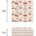 thumbnail image 3 of FMSHPON Hello Summer Hand Painted Cherry Set of 6 Coaster for Drinks, Absorbent Ceramic Stone Coasters Cup Mat with Cork Base for Home Kitchen Room Coffee Table Bar Decor, 3 of 4