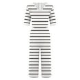 thumbnail image 5 of Edvintorg Striped Jumpsuits for Women Casual Short Sleeve V Neck Back Zipper Wide Leg Jumpsuit with Pocket Summer Beach Vacation Clothes for Women, 5 of 5