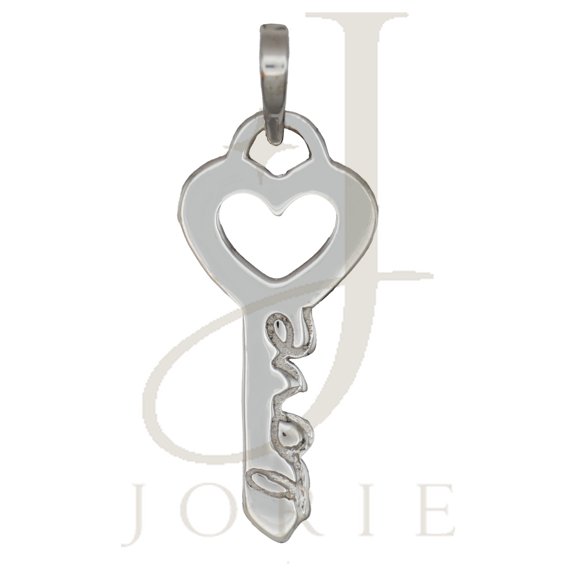 Jorie Key Love Heart Charm Pendant, 925 Sterling Silver
