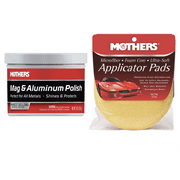 Mother's 05101/156500 Mag & Aluminum Polish 10 oz. and Mother's Microfiber Foam Core Applicator Pads