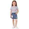 thumbnail image 2 of Shachafan Girls Summer Outfit Fashion Printed T Shirt And Denim Skirt Casual Two Piece Playwear Sweatsuits for Girls, 2 of 4