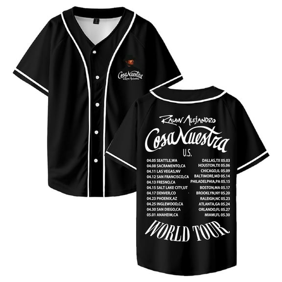 Rauw Alejandro Cosa Nuestra Tour Baseball Jersey Short Sleeve Button-up Shirts Women Men Streetwear Tee