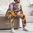 thumbnail image 7 of Fotbe Daisy Sunflower Lazy Cat Pattern Long Sleeve Pajama Set for Men,Sleepwear Set,2-piece Loungewear Set,Soft PJs Comfy Nightwear with Pockets-Small, 7 of 7