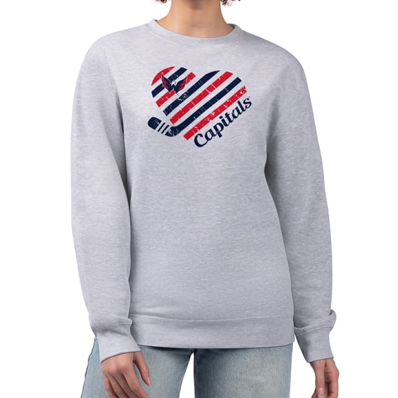 Women's G-III 4Her by Carl Banks Heather Gray Washington Capitals Heart Graphic Pullover Sweatshirt