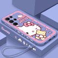 thumbnail image 1 of Sanrio Hello Kitty Cartoon Liquid Left Rope For Samsung Galaxy S24 S23 S22 S21 S20 FE S10 Ultra Plus Lite 5G Cover Funda Gift Festivals, 1 of 7