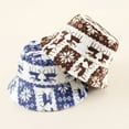 thumbnail image 3 of Sunscreen Warm Adjustable Rope Lined Bucket Hat Women Christmas Elk Print Fluffy Fisherman Cap for Daily Life, 3 of 10