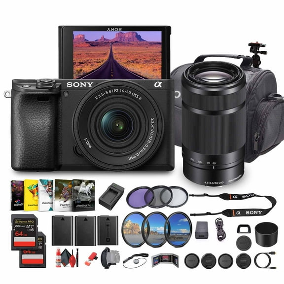 Sony a6100 Mirrorless Camera with 16-50mm and 55-210mm Lenses Bundle (International Model)