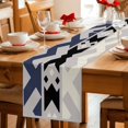 thumbnail image 5 of Blue Black Geometric Table Runner 90 Inches, Modern Abastract Minimalist Lines Grey Bed Runner Dresser Scarves Tabletop for Indoor Outdoor Parties/Ceremony/Banquet, 13" x 90", 5 of 9