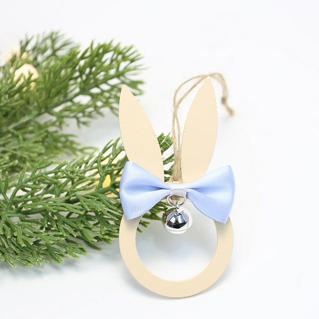 Décorations de Pâques Nœuds Cloches et Pendentifs Lapin en Bois