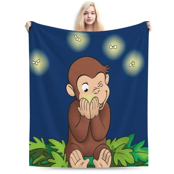 Curious George Boys Girls Blanket Super Soft Cozy Warm Plush Throw Blanket, Lightweight Fuzzy Flannel Blankets for Couch Sofa Bed Travel and Camping Gifts 40"X30"