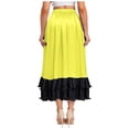 thumbnail image 2 of Hansber Womens Flamenco Dance Skirt Ruffled Trim Irregular Hem Big Swing Skirt for Spanish Dance Tango Salsa Yellow S, 2 of 5