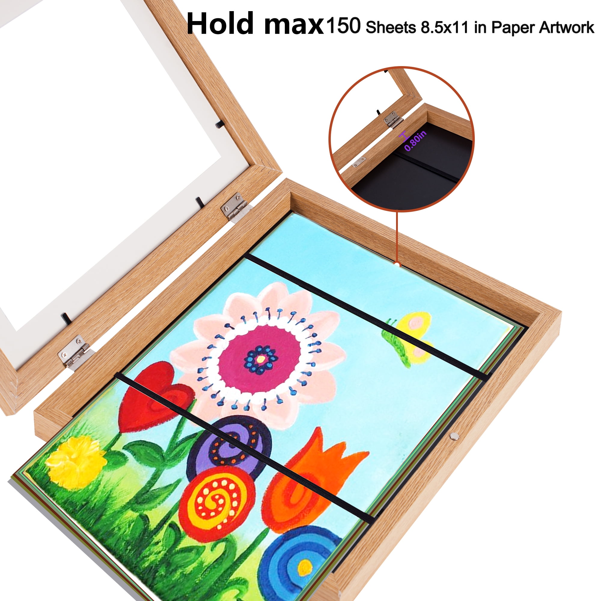Kids Art Frames Front Opening Changeable Sets of 2 Wood 8.5X11" Artwork Frames for Kids Drawings Storage Frames Children Art Projects Schoolwork Crafts Hanging Art Displays