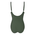 thumbnail image 4 of JIAYUE Women's One-Piece Swimsuit Solid Color Sleeveless Open Back V-Neck Bandeau Bathing Suit Soft Female Swimwear, 4 of 5
