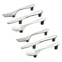 6 Pcs Silver Kitchen Cabinet Drawer Pull Handles Knobs (Knife Fork Spoon)