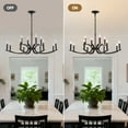 thumbnail image 3 of 35" Wide Matte Black Rustic Industrial Chandelier, 12-Lights Farmhouse Pendant Light Adjustable Chain, for Living Room Foyer, Bedroom，Dining Room, Kitchen Island (Bulbs not Included), 3 of 6