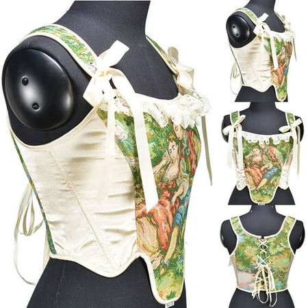 

Moxiu Clearance Corset Bodysuit for Women Renaissance Vest Medieval Straps Bustier Floral Patterned Cosplay Corsets Waist Slimming Sexy Lace up Irish Tank Lingerie Outwork Waistcoat