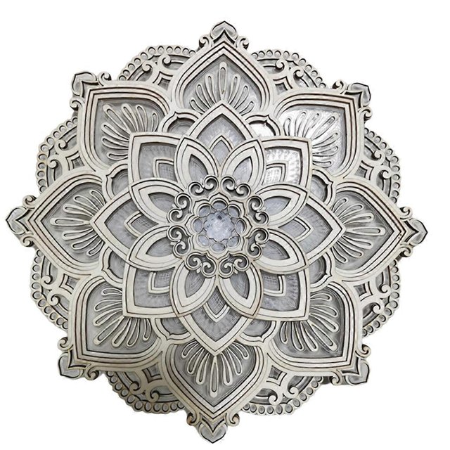 Mandala Lotus Lamp, Night Light , Yoga Room Bedroom Home Decoration Accessories Wood Carving Art Sta