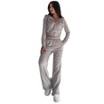 thumbnail image 1 of Gibobby Conjunto de sudadera informal para mujer Conjunto de sudadera informal con capucha y cremallera de color liso para mujer, dos piezas de manga larga(Gris,M), 1 of 5