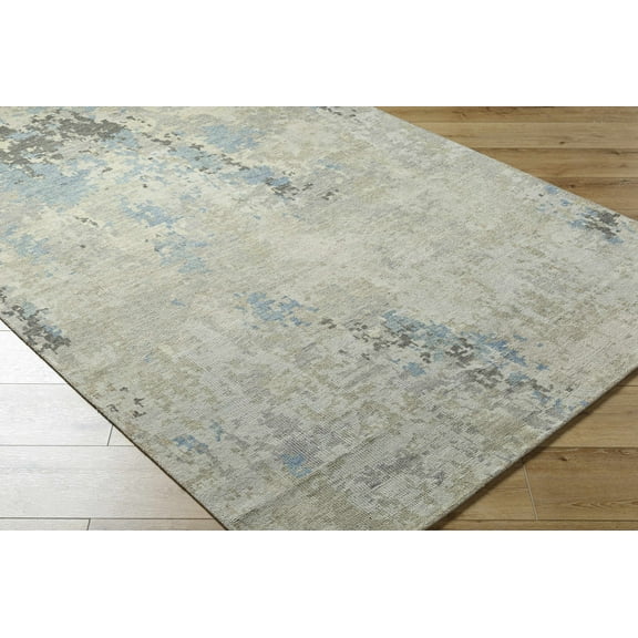 Hauteloom Marco Wool Living Room, Bedroom Area Rug - Contemporary - Charcoal, Cream, Denim - 10' x 14'