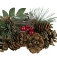 thumbnail image 4 of Northlight Glitter Pinecones and Red Berries Tealight Christmas Candle Holder - 15.25", 4 of 5