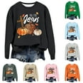 thumbnail image 4 of WREESH Thanksgiving Shirts Trendy Fall Sweatshirts for Women 2025, Letter Pumpkin Printed Crewneck Sweatshirts, Loose Casual Pullover Tops Teen Girl Clothes Black, 4 of 4