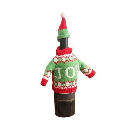 

AMNHDO Knitted Christmas Wine Bottle Covers Champagne Bottles Dustproof Sleeve (JOY)