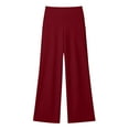 thumbnail image 6 of ManxiVoo Women's High Waisted Ribbed Flare Leggings Yoga Pants with Wide Leg Lounge Trousers for Women Buttery Soft Comfy Everyday Wear M Size Wine, 6 of 8
