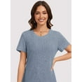 thumbnail image 5 of TEMOFON Tops for Women Short Sleeve Shirts Round Neck Tops Casual Short Sleeve for Women Tunic Tops Trendy Loose Ladies Shirts Blouses, 5 of 6