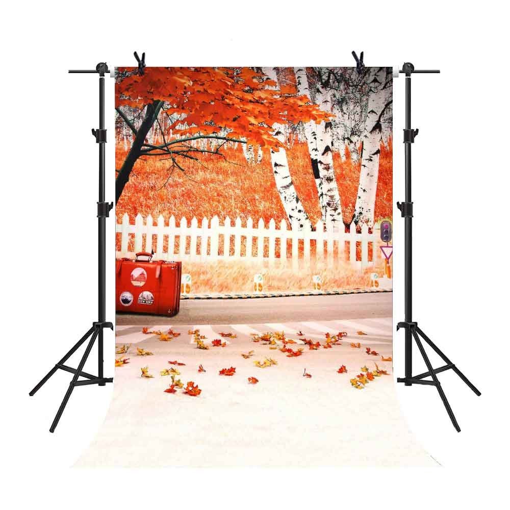 ZHANZZK 5x7Ft Fall Backdrop Travel Maple Leaf Tree Background Vaction Video Studio Photo Props