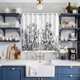 thumbnail image 2 of Wildflower Leaf Kitchen Curtains 63 Inch Length, Grey Floral Botanical White Watercolor Grommet Top Bedroom Living Room Curtains, Light Filtering Cafe Curtain Drapes 2 Panels Set 84''x63'', 2 of 9