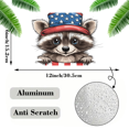 thumbnail image 1 of 1 Pcs 2D Flat License Plate Covers & Frames, Raccoon in American Flag Hat For Decorative Front, Waterproof For Decoration Aluminum License Plate Covers & Frames Cover For Men Women, 12" X 6", 1 of 5